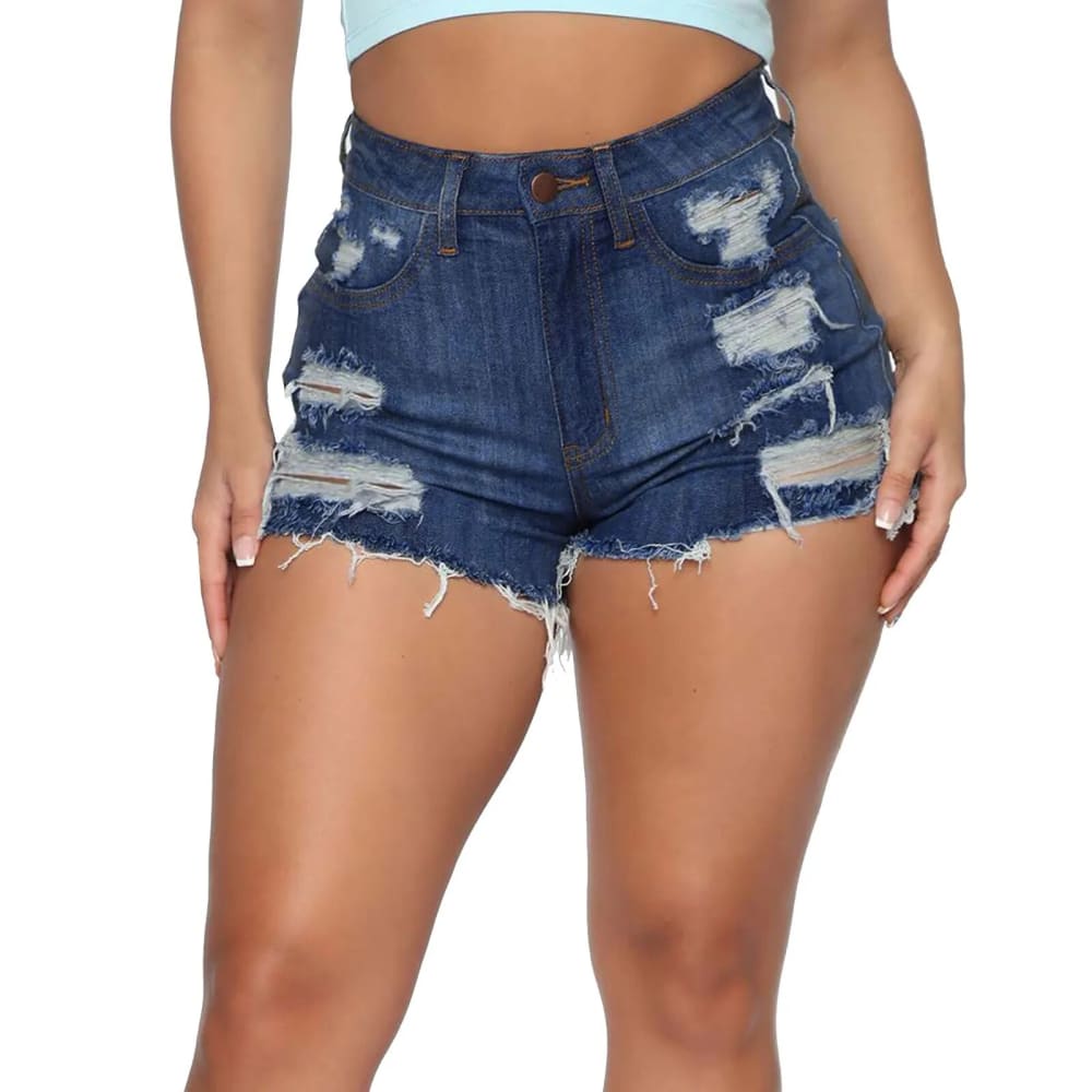 Woman Ripped Denim Shorts Sexy High Waist